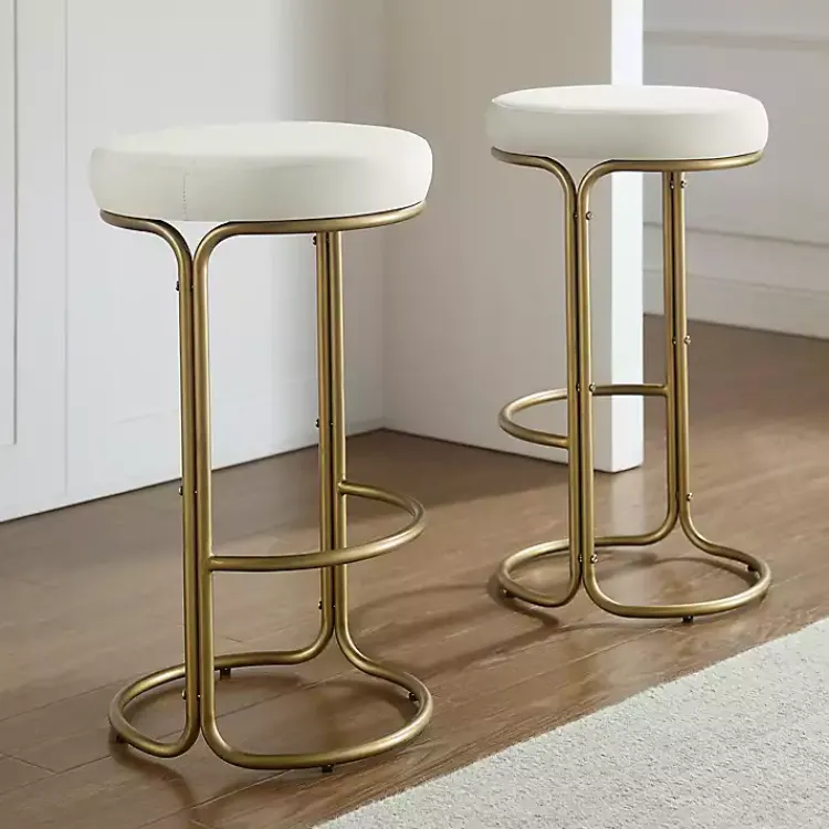 Bar Stools & Counter Height Stools-Kirklands Home and Gold Carson Counter Stools, Set of 2 Ivory