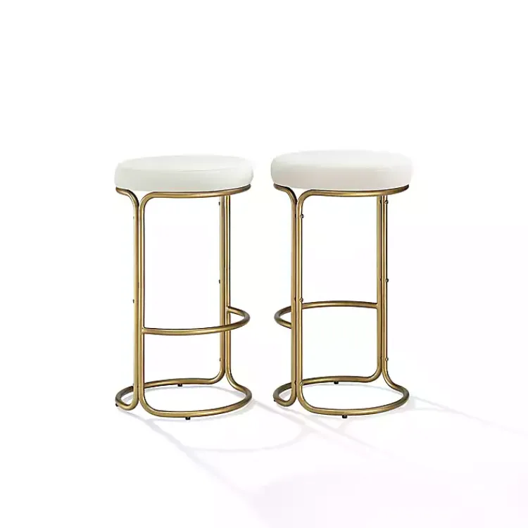 Bar Stools & Counter Height Stools-Kirklands Home and Gold Carson Counter Stools, Set of 2 Ivory