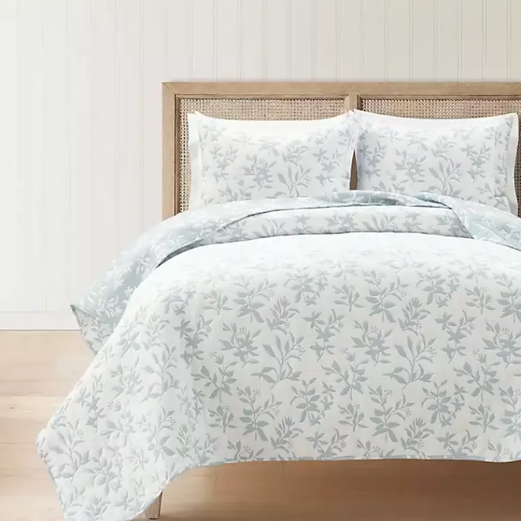 Quilts-Kirklands Home Blue Floral Reversible 3-pc. Full/Queen Quilt Set