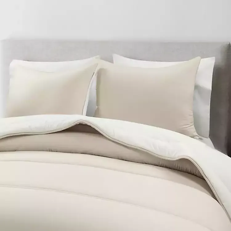 Comforters-Kirklands Home White & Tan Reversible 3-pc. King Comforter Set