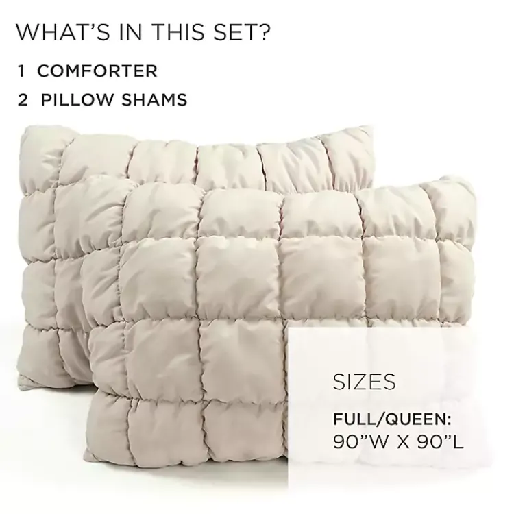 Comforters-Kirklands Home Neutral Puff 3-pc. Full/Queen Comforter Set Tan