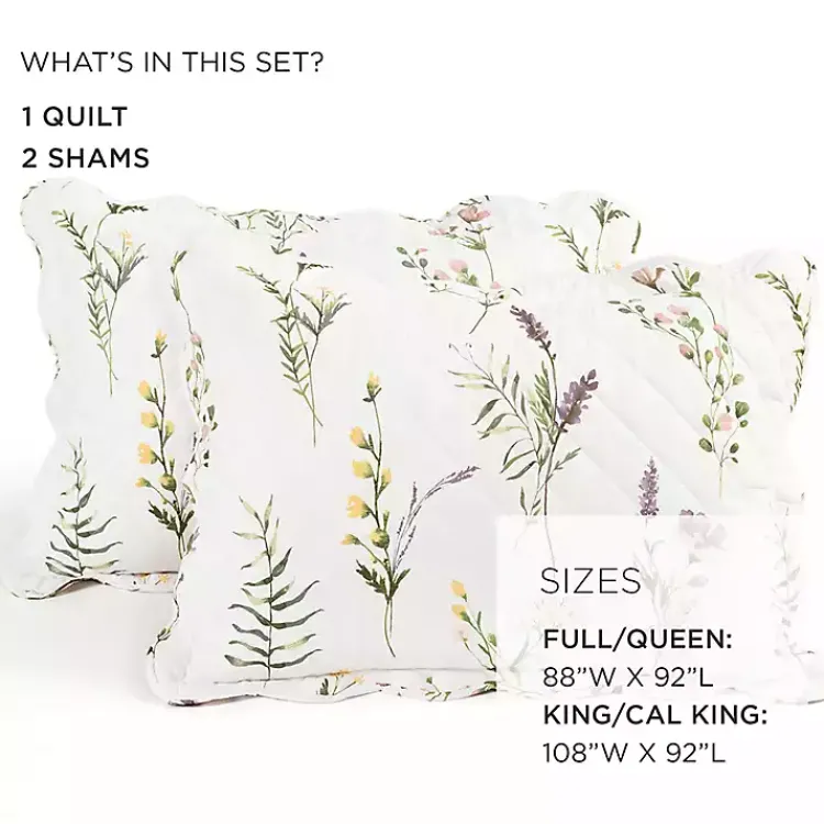 Quilts-Kirklands Home Watercolor Wildflower 3-pc. Full/Queen Quilt Set