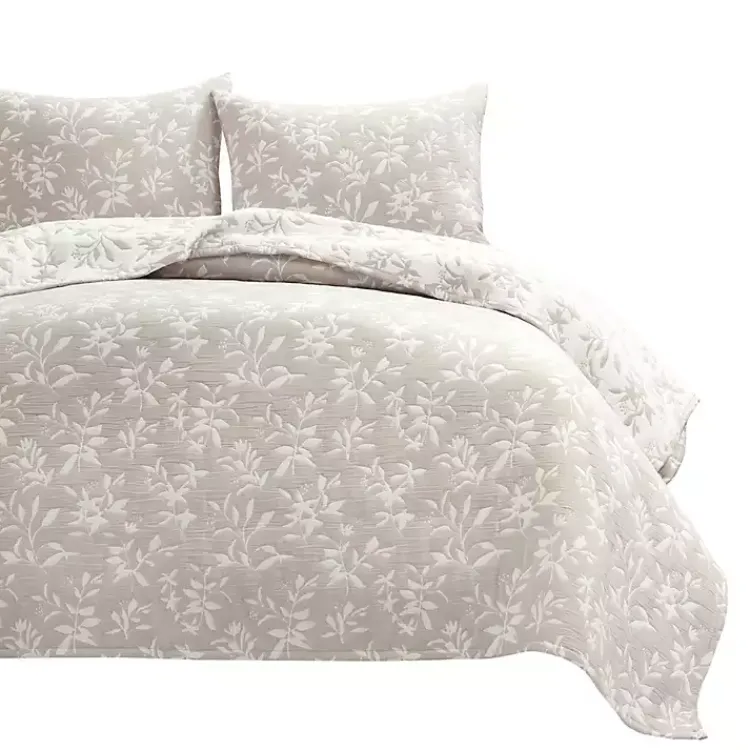 Quilts-Kirklands Home Tan Floral Reversible 3-pc. King Quilt Set