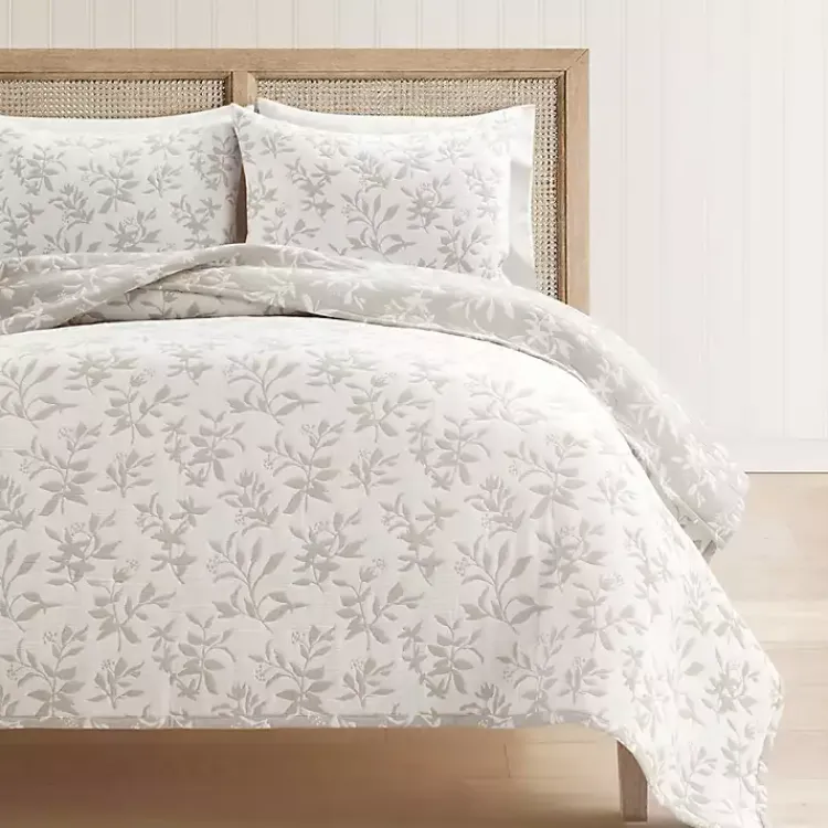 Quilts-Kirklands Home Tan Floral Reversible 3-pc. Full/Queen Quilt Set