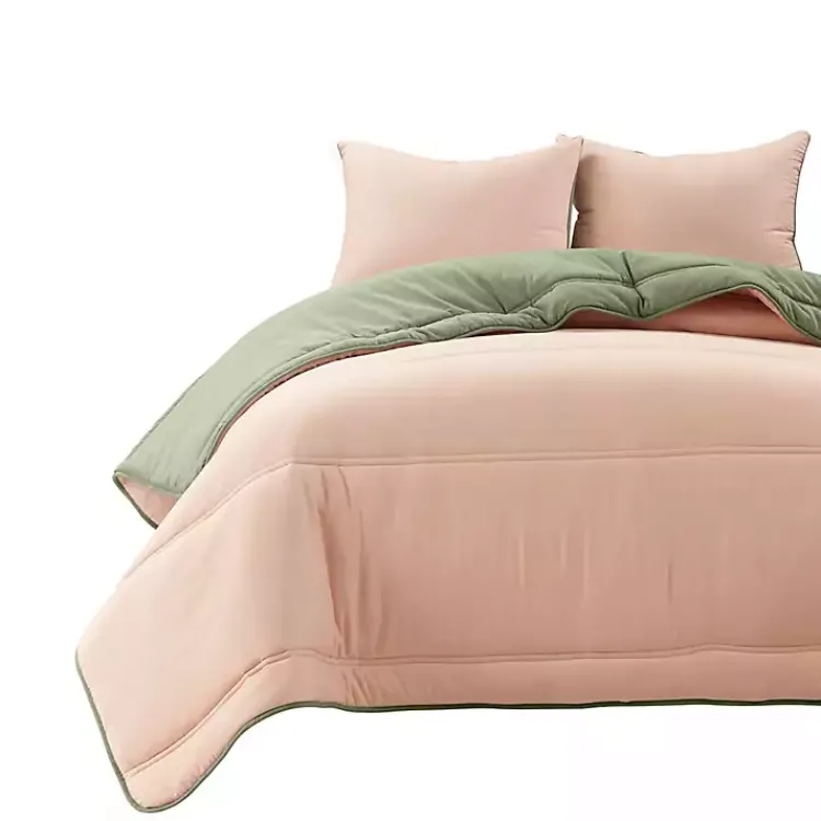 Comforters-Kirklands Home Coral & Sage Reversible 3-pc. Queen Comforter Set