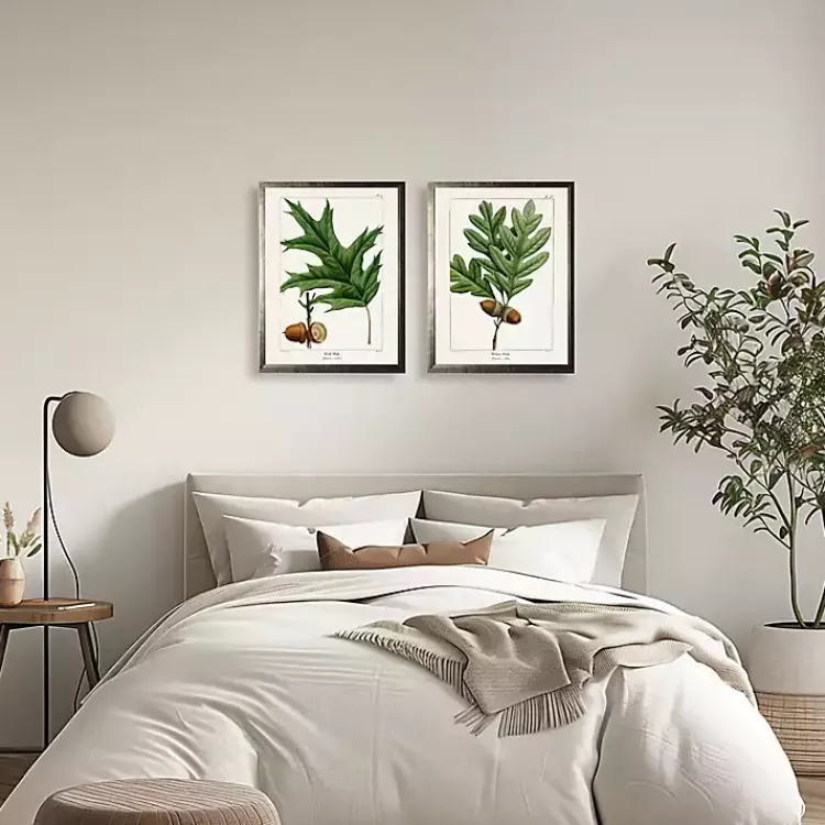 Framed Art-Kirklands Home Vintage Oak Leaves Framed Art Prints, Set of 2