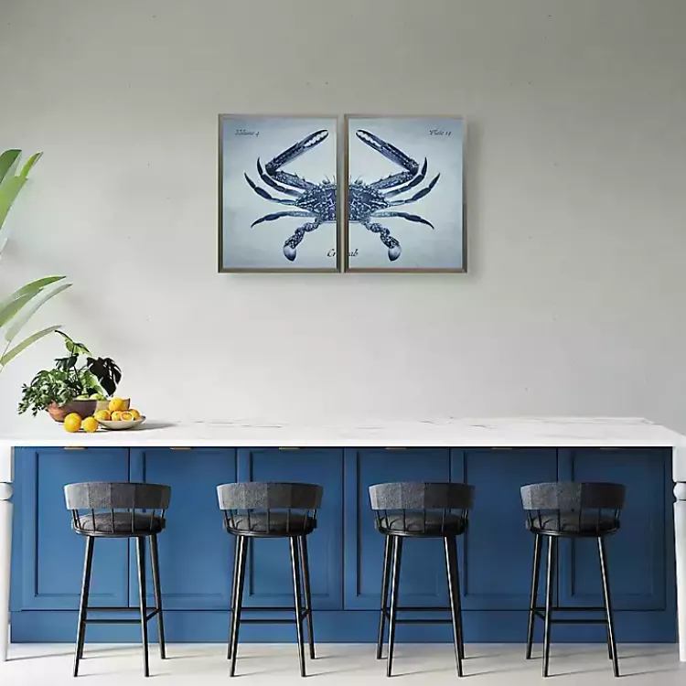 Framed Art-Kirklands Home Vintage Split Crab Framed Art Prints, Set of 2 Blue