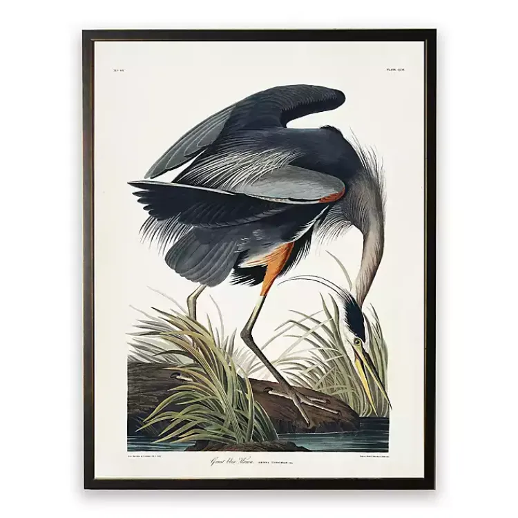 Framed Art-Kirklands Home Vintage Blue Heron Bookplate Framed Art Print