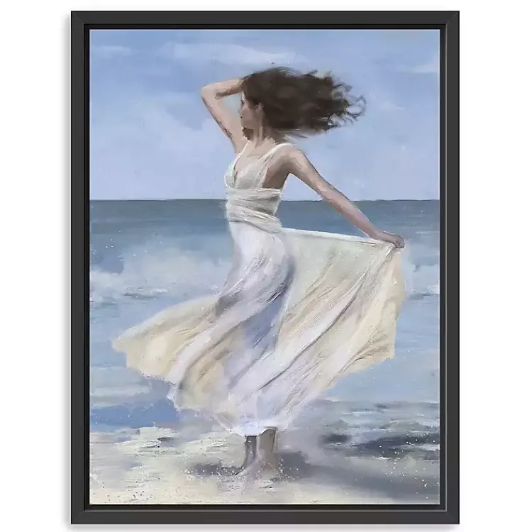 Canvas Art-Kirklands Home Coastal Woman in Dress Framed Canvas Art Print