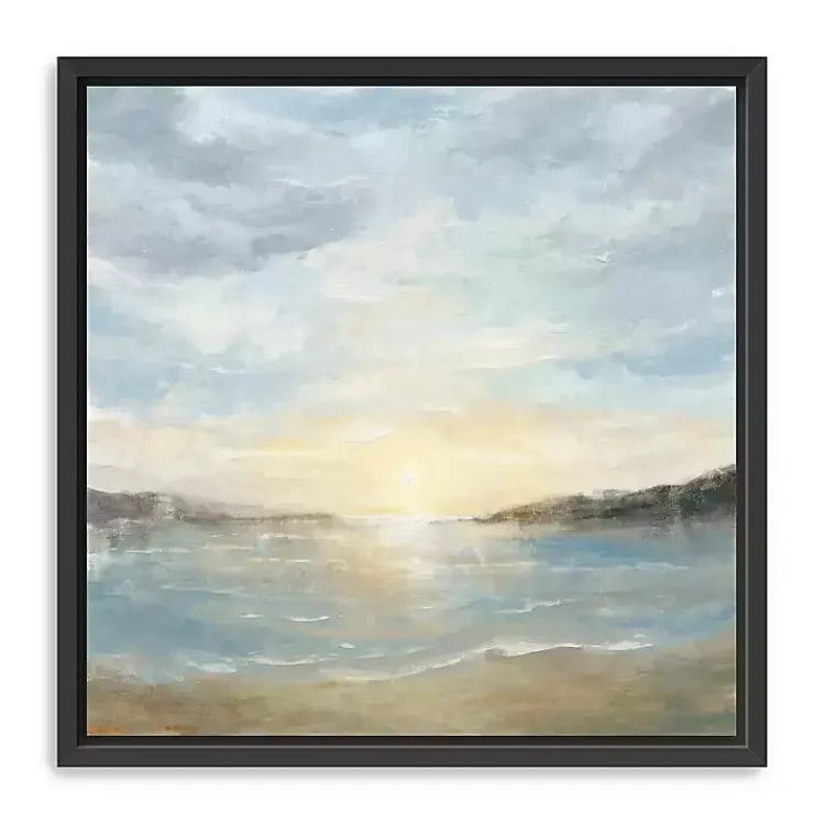 Canvas Art-Kirklands Home Coastal Sunset Framed Canvas Art Print, 30x30 in. Blue