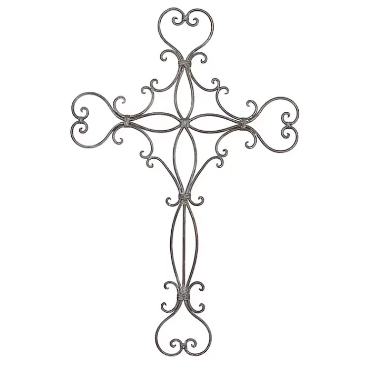 Wall Plaques-Kirklands Home Metal Scroll Cross Wall Plaque Black