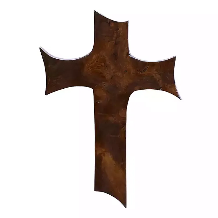 Wall Plaques-Kirklands Home Organic Shape Cross Wall Plaque, 14 in. Brown