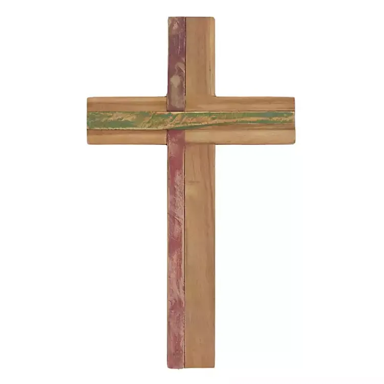Wall Plaques-Kirklands Home Natural Reclaimed Wood Cross Wall Plaque Brown