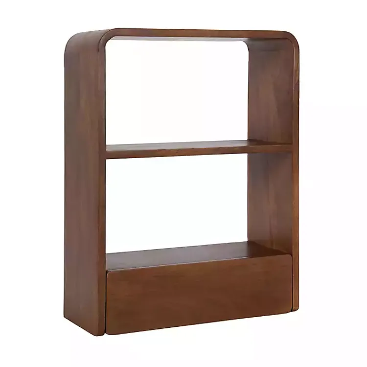 Shelves-Kirklands Home Walnut Kato Single Drawer Wall Shelf Brown