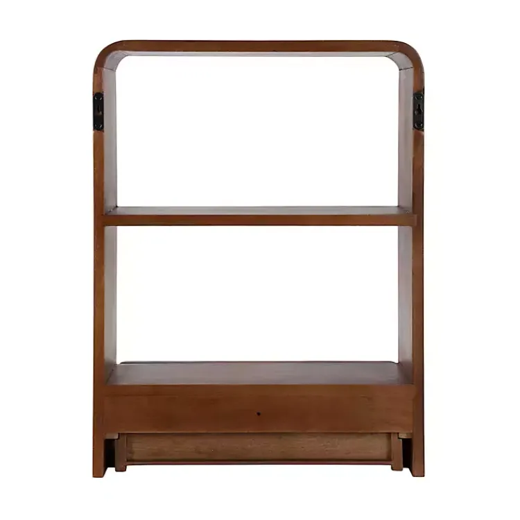 Shelves-Kirklands Home Walnut Kato Single Drawer Wall Shelf Brown