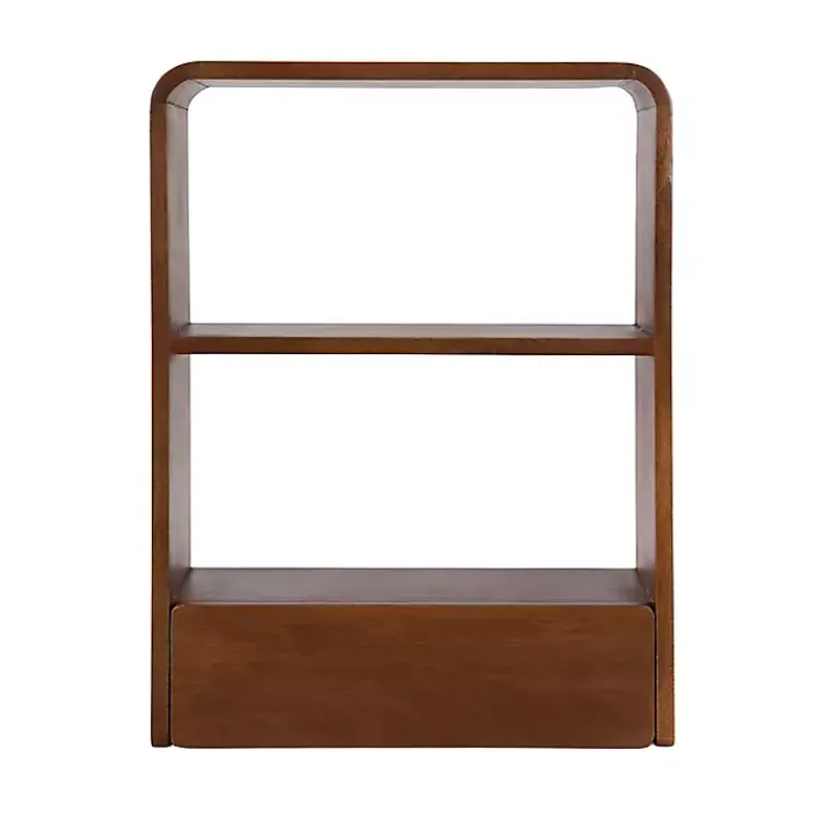 Shelves-Kirklands Home Walnut Kato Single Drawer Wall Shelf Brown