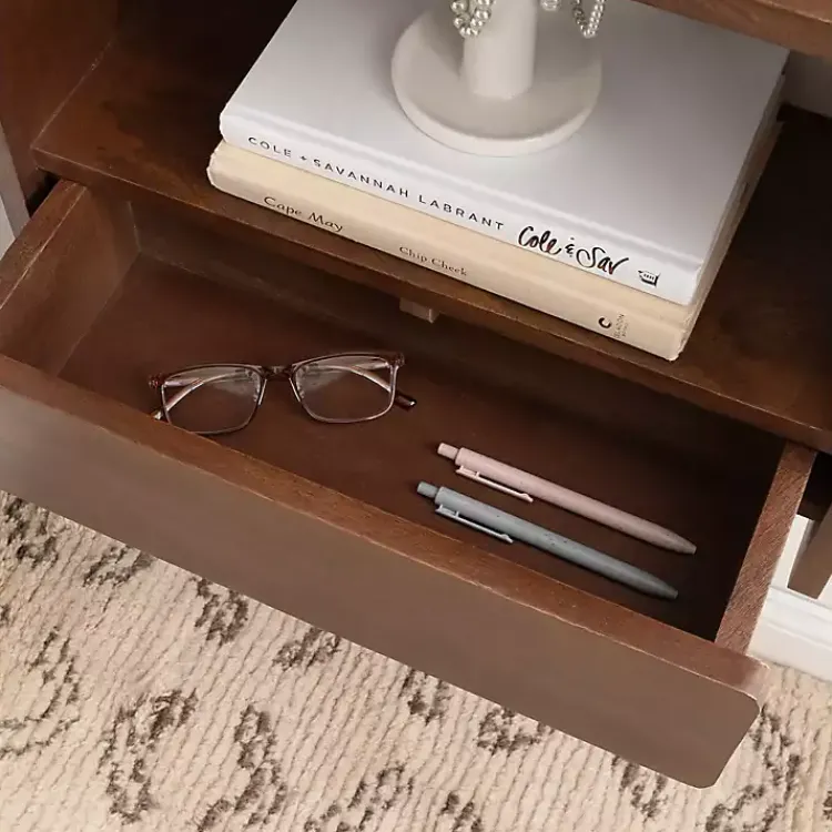 Shelves-Kirklands Home Walnut Kato Single Drawer Wall Shelf Brown