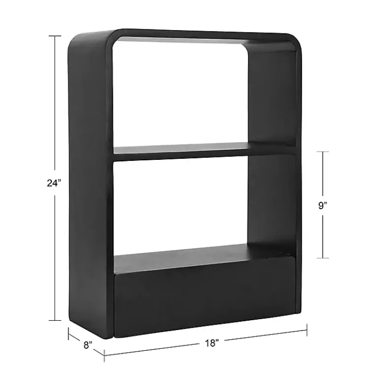 Shelves-Kirklands Home Kato Single Drawer Wall Shelf Black