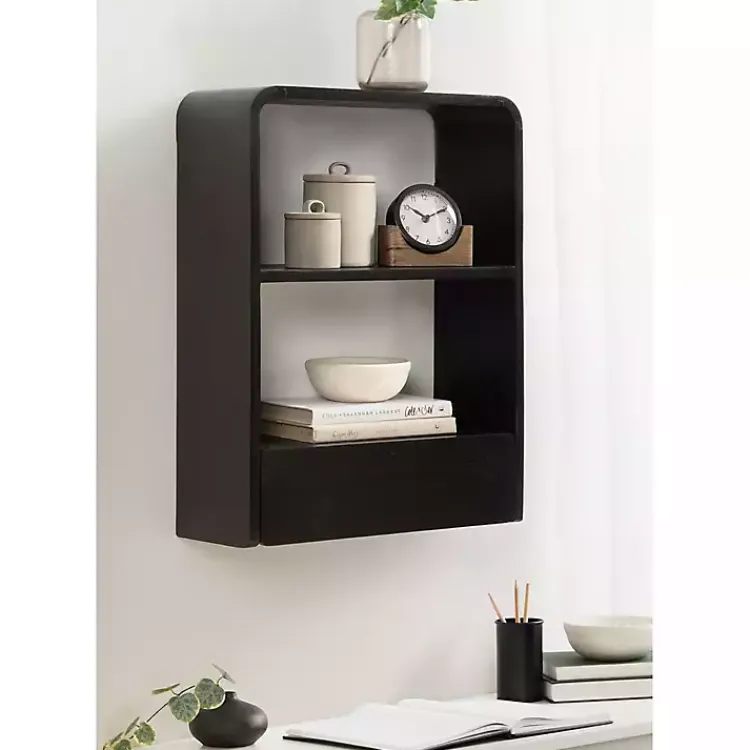 Shelves-Kirklands Home Kato Single Drawer Wall Shelf Black