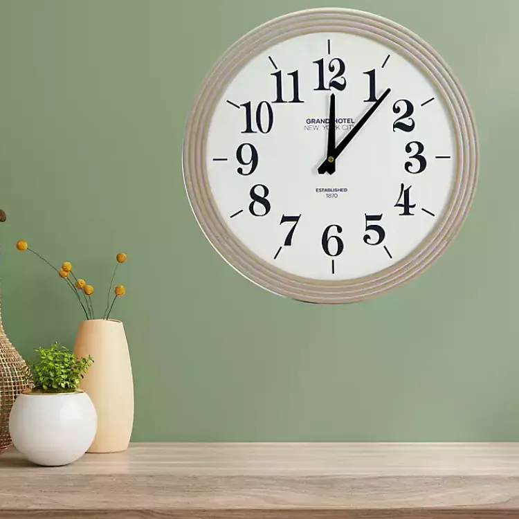 Clocks-Kirklands Home Round Natural Reed Frame Wall Clock