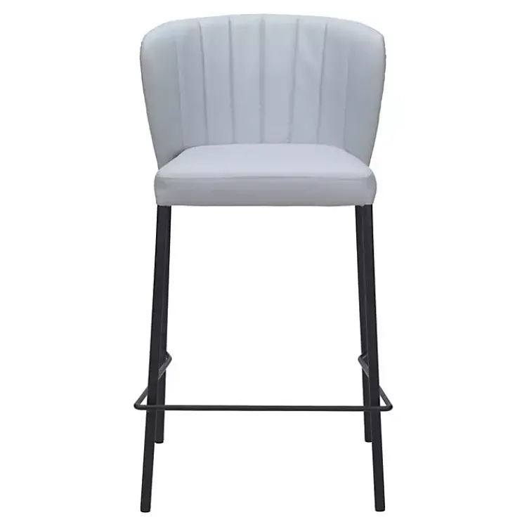 Bar Stools & Counter Height Stools-Kirklands Home Faux Leather Liddy Counter Stools, Set of 2 Gray