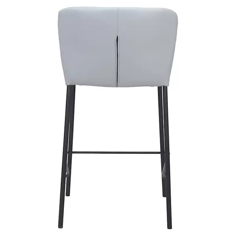 Bar Stools & Counter Height Stools-Kirklands Home Faux Leather Liddy Counter Stools, Set of 2 Gray