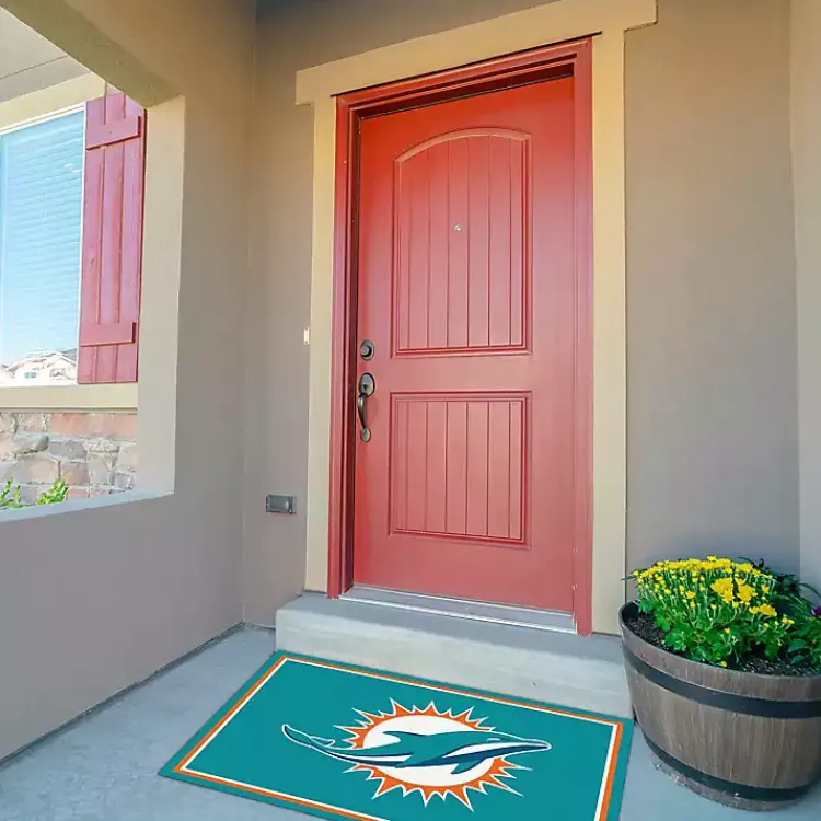 Area Rugs-Kirklands Home Miami Dolphins Area Rug, 3x4 Blue