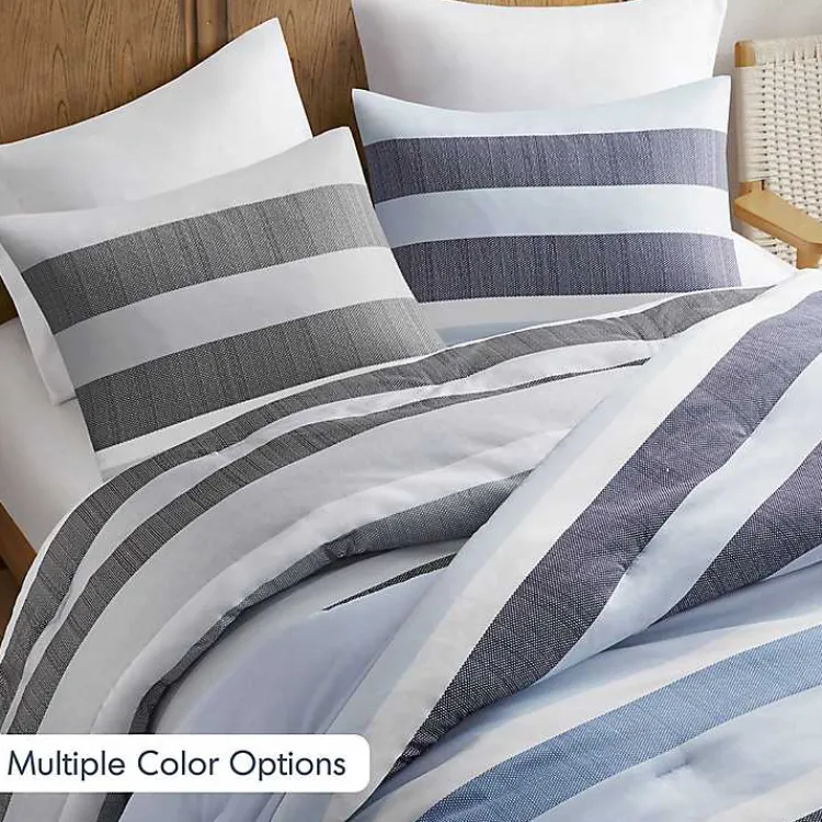 Comforters-Kirklands Home Blake Gray Stripe 3-pc. Full/Queen Comforter Set
