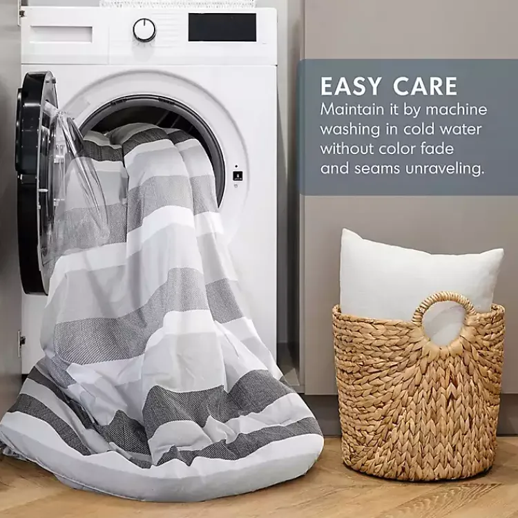 Comforters-Kirklands Home Blake Gray Stripe 3-pc. Full/Queen Comforter Set