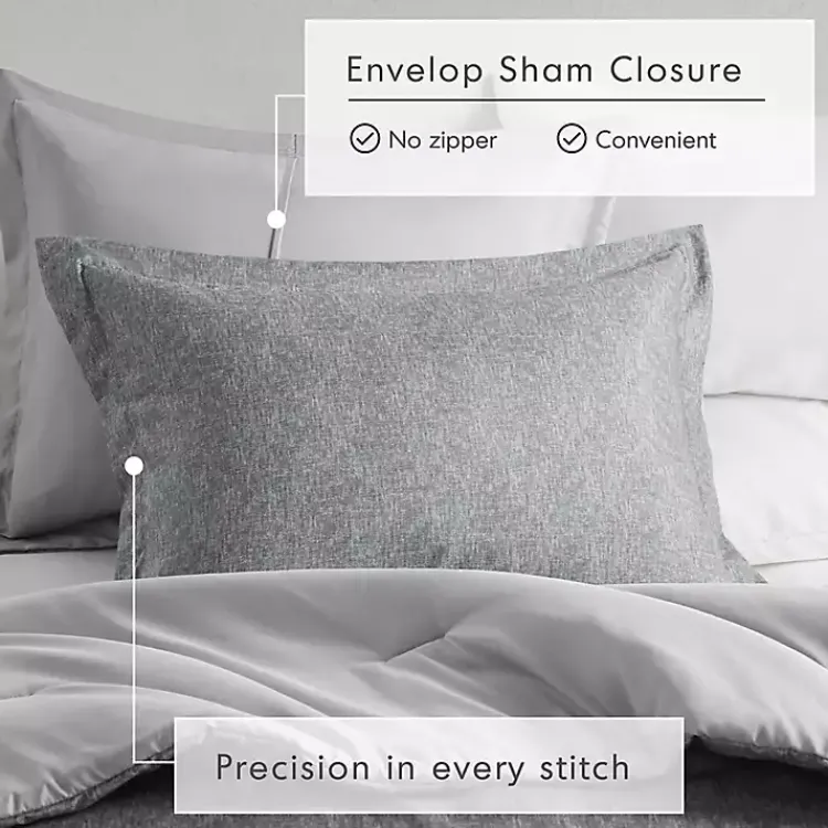 Comforters-Kirklands Home Chambray 3-pc. King Comforter Set Gray