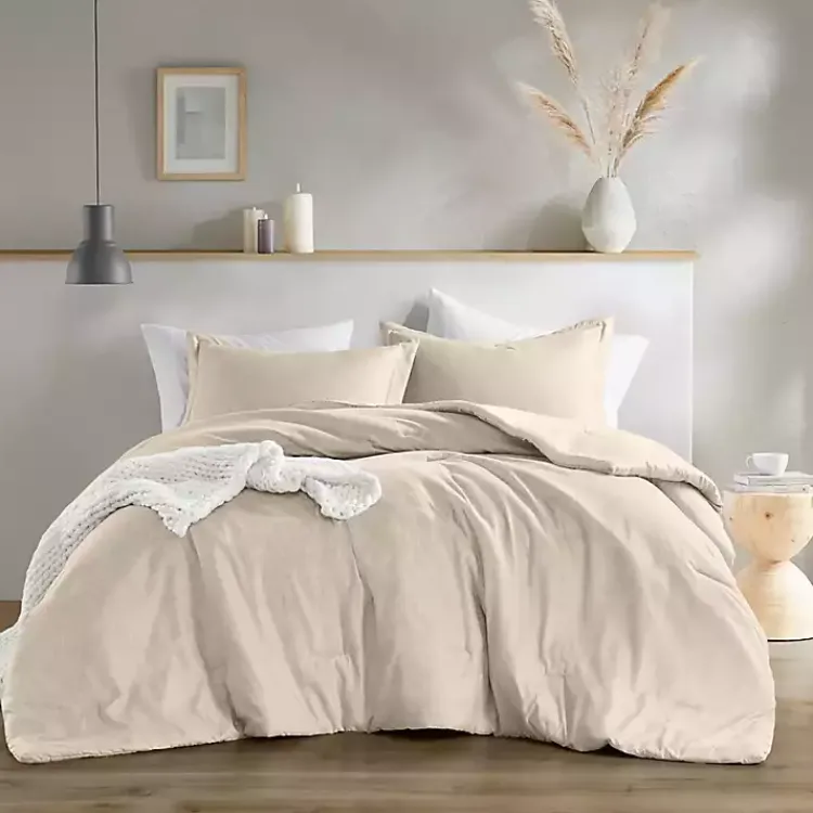 Comforters-Kirklands Home Cream Chambray 3-pc. Full/Queen Comforter Set Ivory