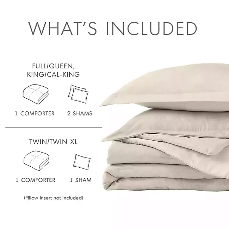 Comforters-Kirklands Home Cream Chambray 3-pc. King Comforter Set Ivory