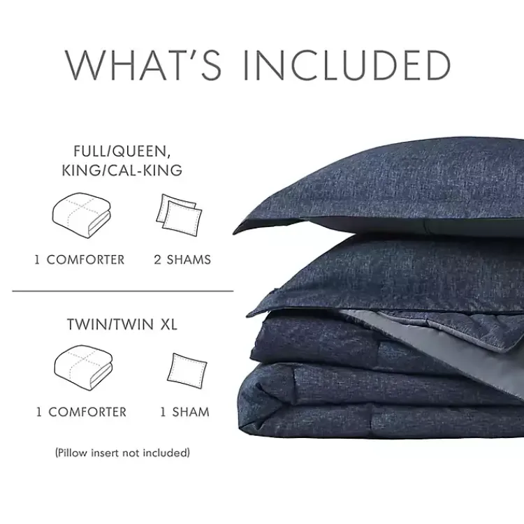 Comforters-Kirklands Home Navy Chambray 3-pc. Full/Queen Comforter Set Blue
