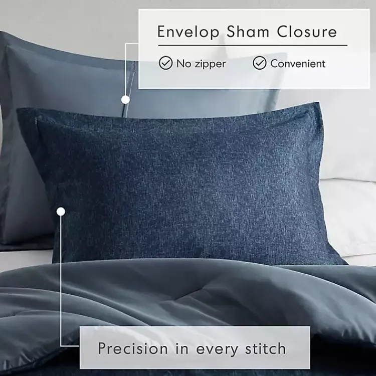 Comforters-Kirklands Home Navy Chambray 3-pc. King Comforter Set Blue