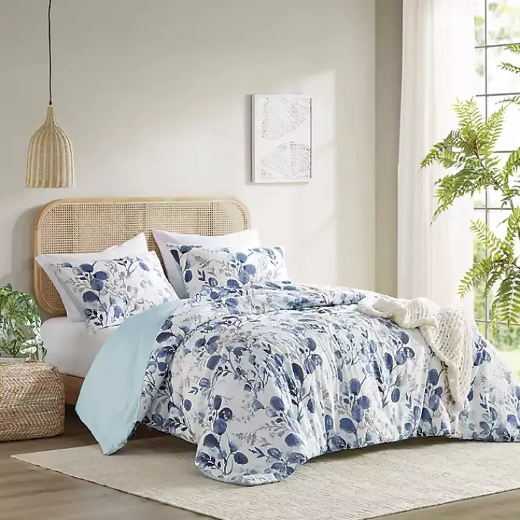 Comforters-Kirklands Home Blue Botanical 3-pc. Full/Queen Comforter Set
