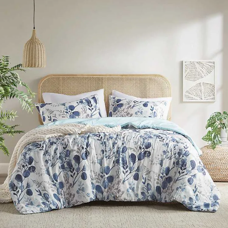 Comforters-Kirklands Home Blue Botanical 3-pc. King Comforter Set