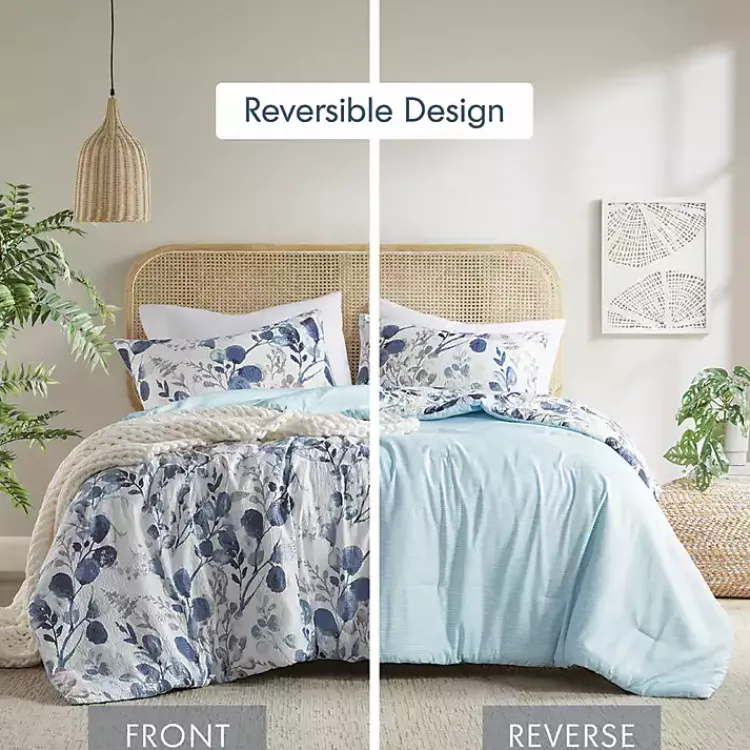 Comforters-Kirklands Home Blue Botanical 3-pc. King Comforter Set