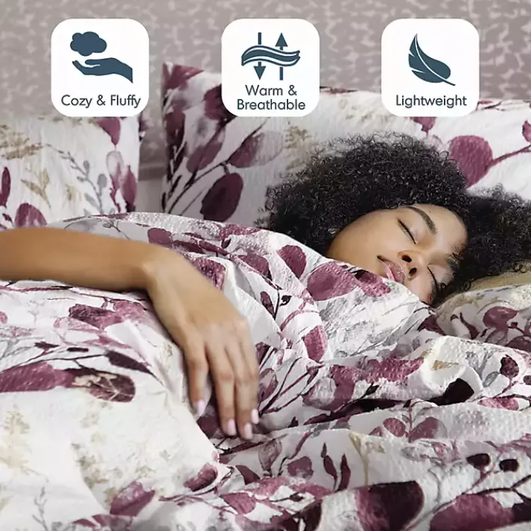 Comforters-Kirklands Home Purple Botanical 3-pc. King Comforter Set