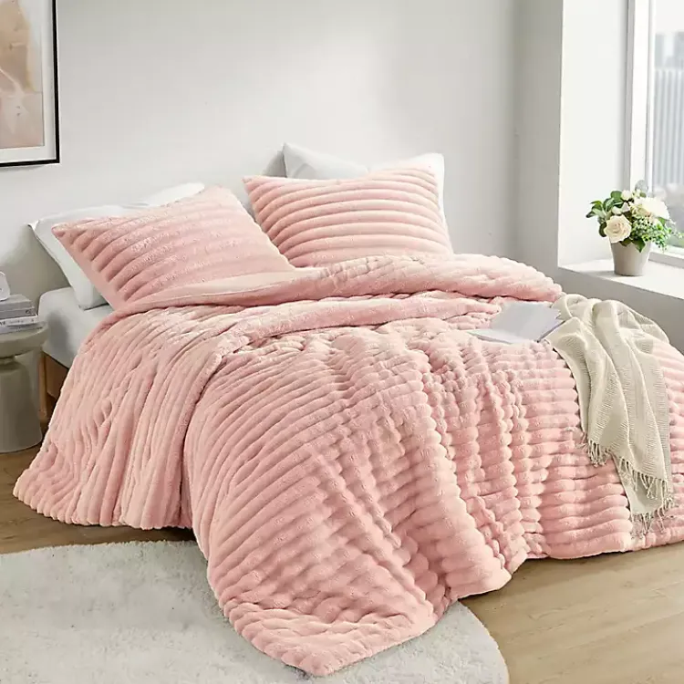 Comforters-Kirklands Home Fluffy Ribbed 3-pc. King Comforter Set Pink