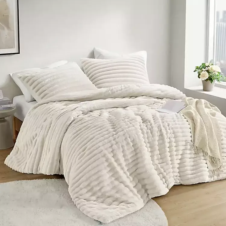 Comforters-Kirklands Home Cream Fluffy Ribbed 2-pc. Twin Comforter Set Ivory