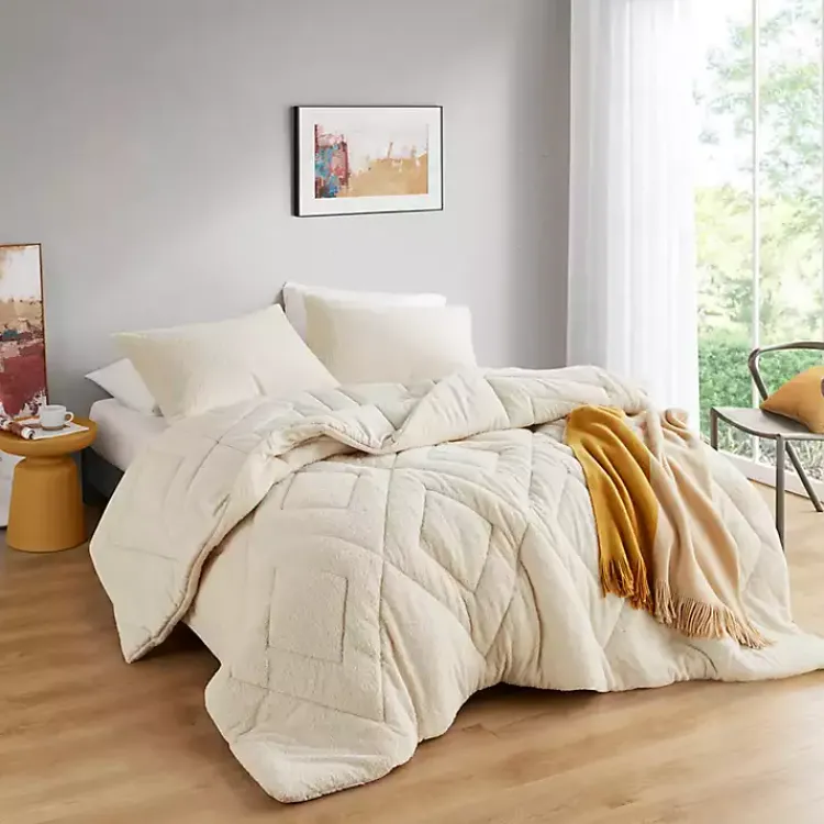 Comforters-Kirklands Home Cream Quilted Teddy 2-pc. Twin Comforter Set Ivory