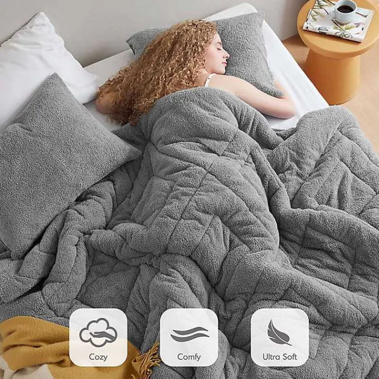 Comforters-Kirklands Home Quilted Teddy 2-pc. Twin Comforter Set Gray