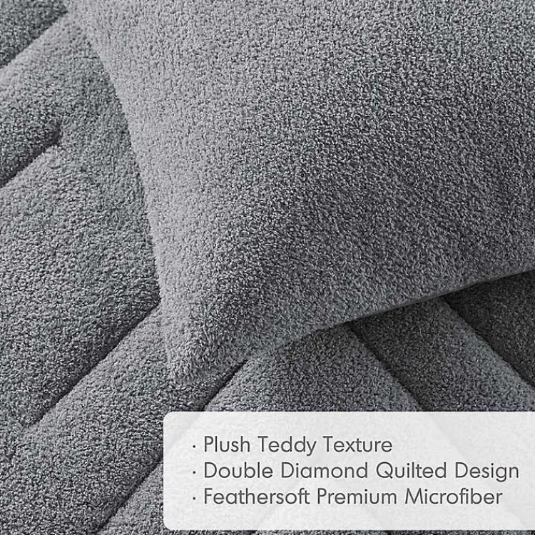 Comforters-Kirklands Home Quilted Teddy 2-pc. Twin Comforter Set Gray