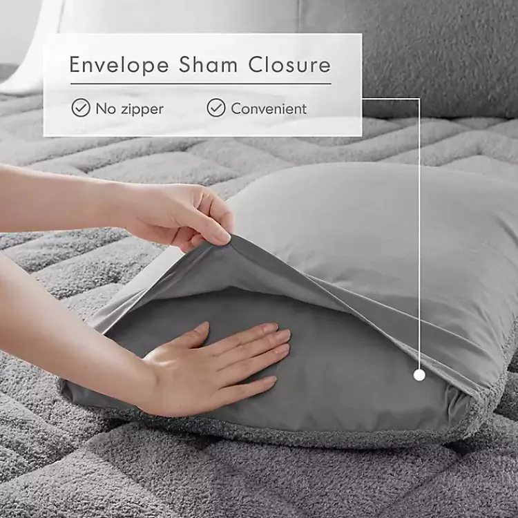 Comforters-Kirklands Home Quilted Teddy 2-pc. Twin Comforter Set Gray