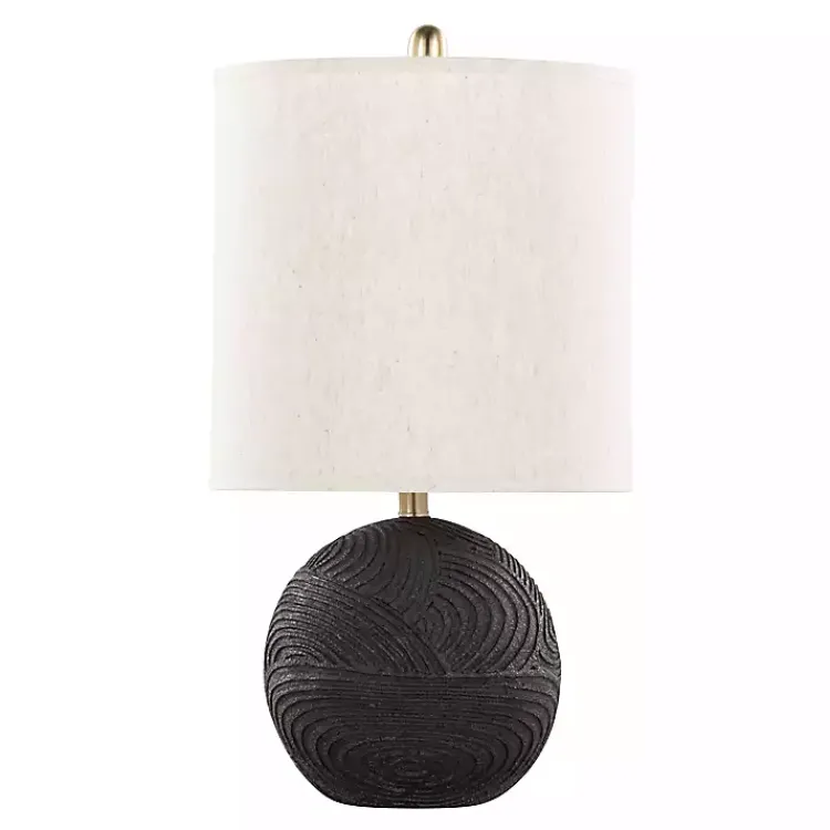 Table Lamps-Kirklands Home Matte Black Round Kona Table Lamps, Set of 2 Tan