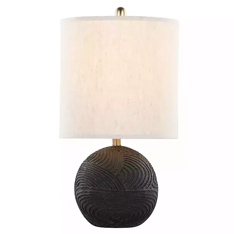 Table Lamps-Kirklands Home Matte Black Round Kona Table Lamps, Set of 2 Tan