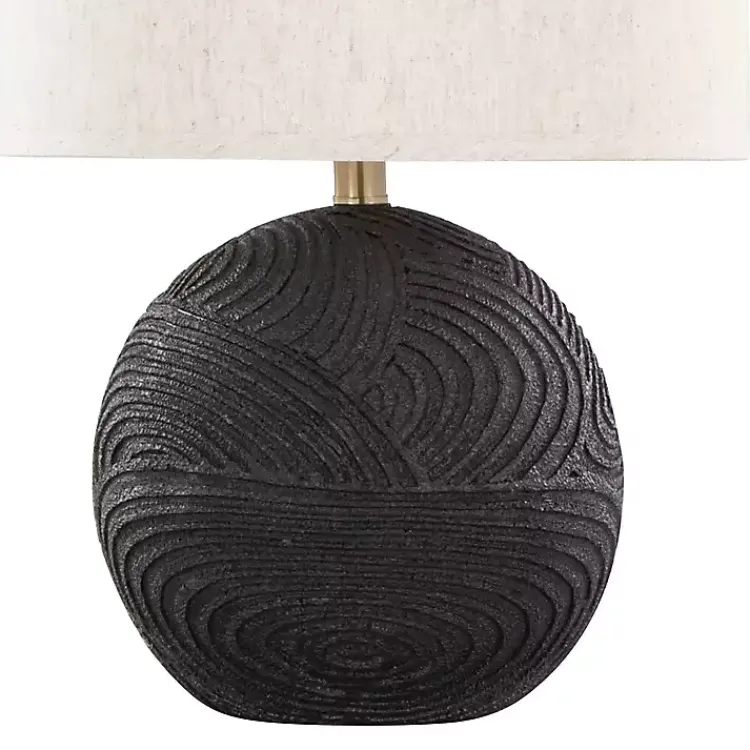 Table Lamps-Kirklands Home Matte Black Round Kona Table Lamps, Set of 2 Tan