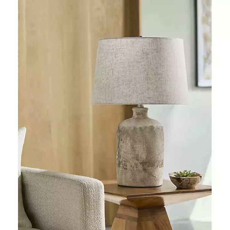 Table Lamps-Kirklands Home Neutral Textured Ceramic Rivera Table Lamp Tan