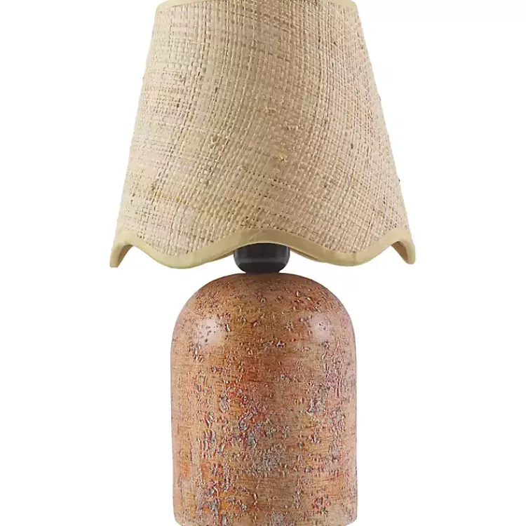 Table Lamps-Kirklands Home Faux Stone Table Lamp with Scalloped Shade Red