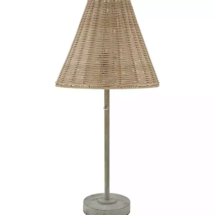 Table Lamps-Kirklands Home Sirocco Table Lamp with Rattan Shade Gray